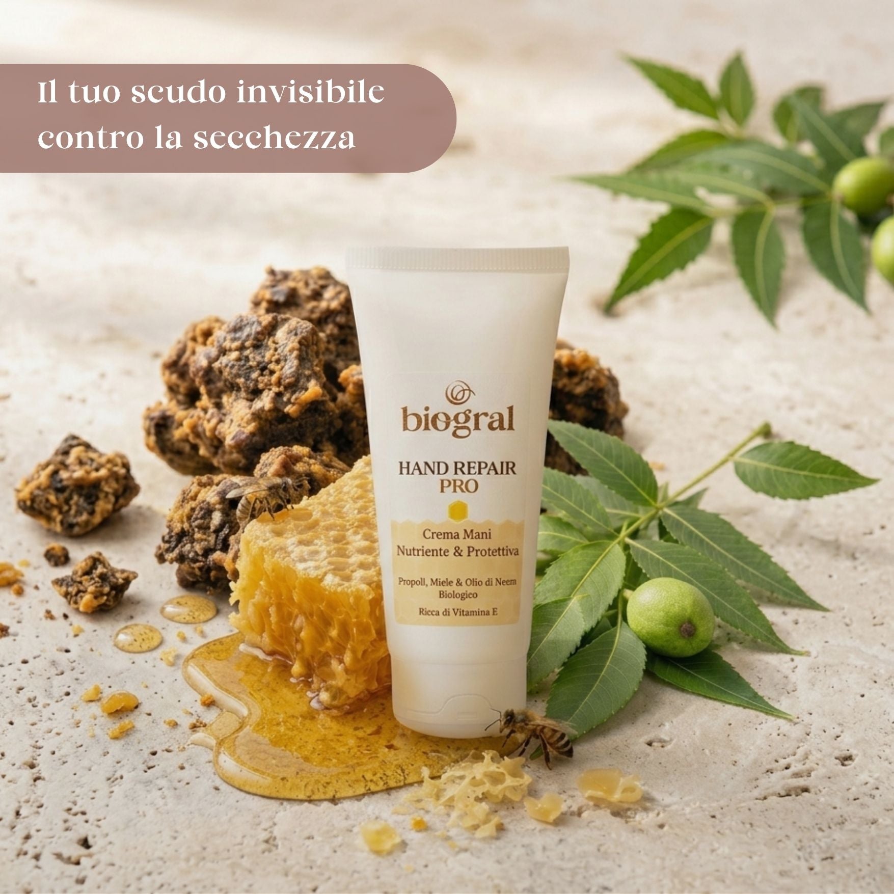 Hand Repair Pro - Crema Mani Rigenerante con Propoli, Miele e Olio di Neem (100 ml)