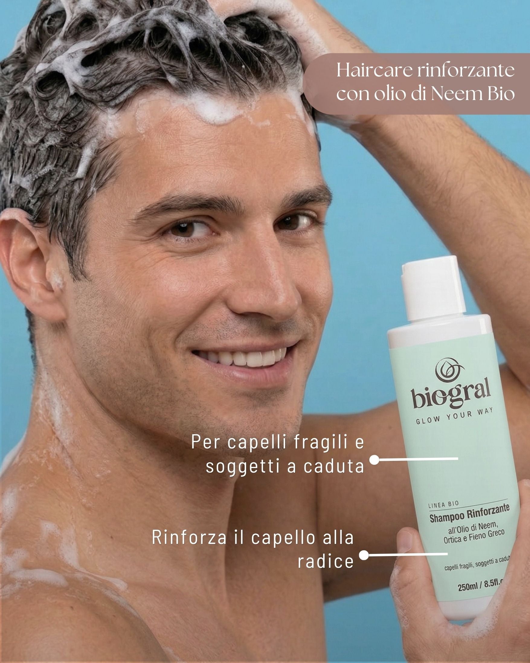 Shampoo Rinforzante all'olio di Neem, Ortica e Fieno Greco